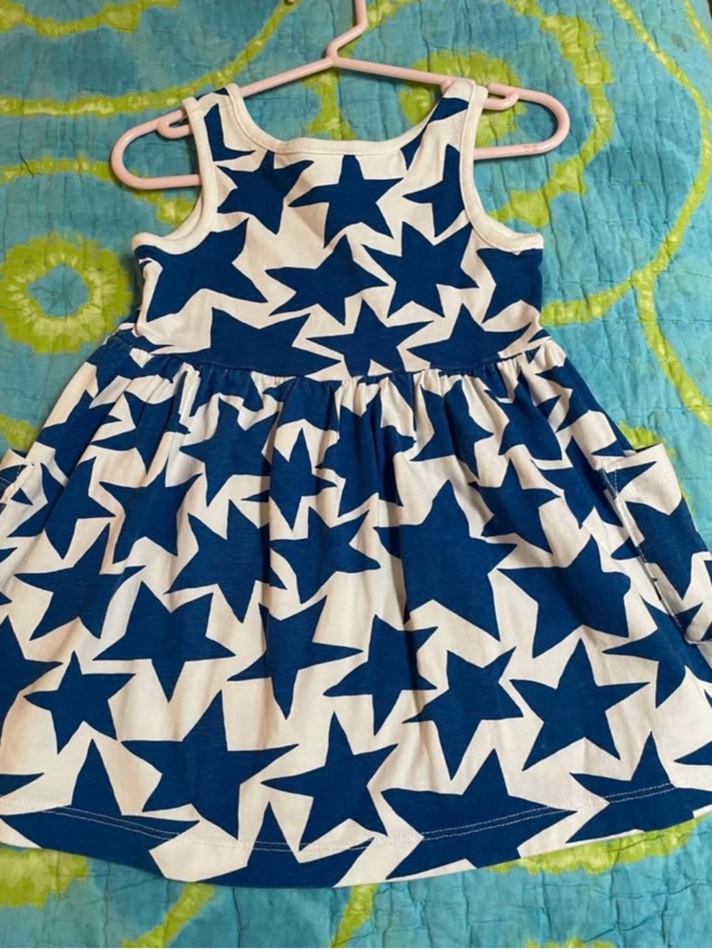 Hanna Andersson Blue Star, 2 Large Front Pockets Dress, 2T